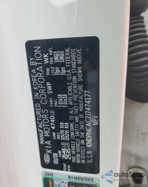 2018 Kia Sportage Ex from USA, damaged, VIN KNDPNCAC2J7474177